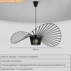 ZMH Suspension LED Moderne Noir E27 Pour Salle à Manger 100 Cm - Élégance Et Design Contemporain