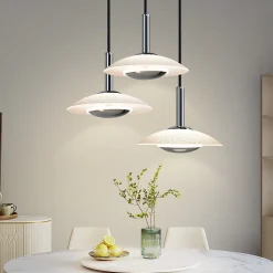 ZMH Suspension LED Salle à Manger Chrome Verre Métal Suspension Lampe 3000k Pour Chambre Cuisine