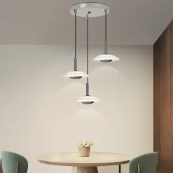 ZMH Suspension LED Salle à Manger Chrome Verre Métal Suspension Lampe 3000k Pour Chambre Cuisine