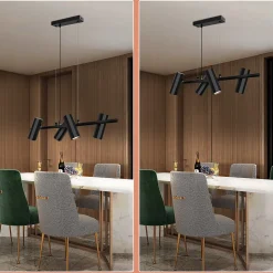 ZMH Suspension Manger Noir 4 Spots Gu10 Moderne Industrielle