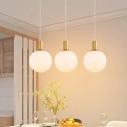 ZMH Suspension Moderne Suspendu 3 Flammes E27 25W Or-blanc Pour Salle à Manger Et Chambre D'hôtel