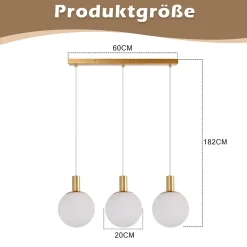 ZMH Suspension Moderne Suspendu 3 Flammes E27 25W Or-blanc Pour Salle à Manger Et Chambre D'hôtel