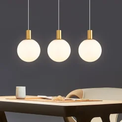 ZMH Suspension Moderne Suspendu 3 Flammes E27 25W Or-blanc Pour Salle à Manger Et Chambre D'hôtel