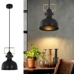 ZMH Suspension Salle à Manger 1 Flamme Noir Suspension Industrielle E27 Fer Couloir