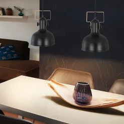 ZMH Suspension Salle à Manger 1 Flamme Noir Suspension Industrielle E27 Fer Couloir