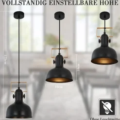 ZMH Suspension Salle à Manger 1 Flamme Noir Suspension Industrielle E27 Fer Couloir