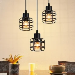 ZMH Suspension Salle à Manger 3 Flammes Noir Vintage E14 Pour Cuisine Café Sans Ampoule
