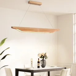 ZMH Suspension Salle à Manger 90cm Lampe Suspendue En Bois Moderne Dimmable Avec Télécommande