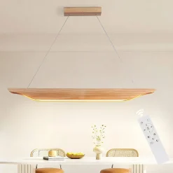 ZMH Suspension Salle à Manger 90cm Lampe Suspendue En Bois Moderne Dimmable Avec Télécommande