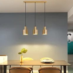 ZMH Suspension Salle à Manger 3 Flammes Or E27 Lampe Suspendue Métal Chambre Couloir