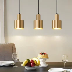 ZMH Suspension Salle à Manger 3 Flammes Or E27 Lampe Suspendue Métal Chambre Couloir