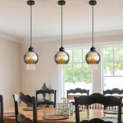 ZMH Suspension Salle à Manger E27 1 Flamme Lampe à Suspendre Salon Verre Moderne Pour Cuisine