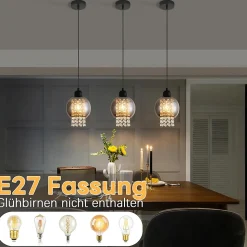 ZMH Suspension Salle à Manger E27 1 Flamme Lampe à Suspendre Salon Verre Moderne Pour Cuisine