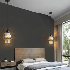 ZMH Suspension Salle à Manger E27 1 Flamme Lampe à Suspendre Salon Verre Moderne Pour Cuisine