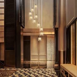 ZMH Suspension Salle à Manger 10 luminaire lampe suspendue Moderne Verre Suspension G9 Cristal Cage D'escalier