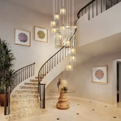 ZMH Suspension Salle à Manger 10 luminaire lampe suspendue Moderne Verre Suspension G9 Cristal Cage D'escalier