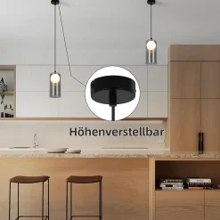 ZMH Suspension Salle à Manger Noir 1 Flamme G9 Verre Vintage Suspension Chambre à Coucher