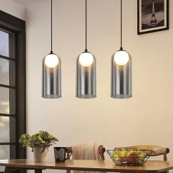 ZMH Suspension Salle à Manger Noir 1 Flamme G9 Verre Vintage Suspension Chambre à Coucher