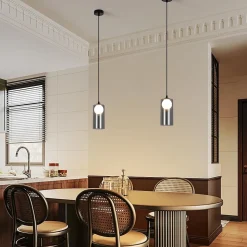 ZMH Suspension Salle à Manger Noir 1 Flamme G9 Verre Vintage Suspension Chambre à Coucher