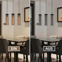 ZMH Suspension Salle à Manger Noir - 3 Flammes E27 Verre Suspension Pour Salon