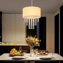 ZMH Suspension Salle à Manger E27 Moderne Cristal Tissu Suspension Lampe Salon Couloir
