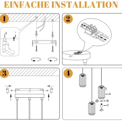 ZMH Suspension Table à Manger Vintage Noir 3 Flammes Lamp E27 Salon (ampoule Non Incluse)