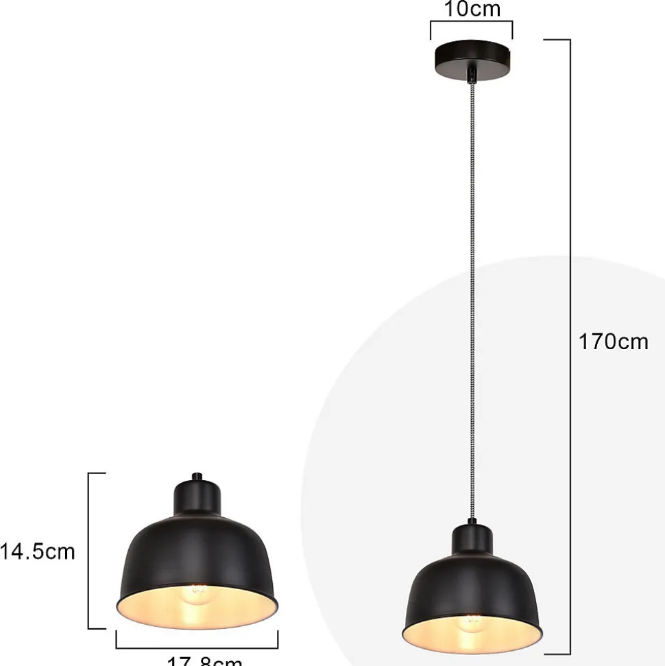 ZMH Suspension Vintage Rétro Noir E27