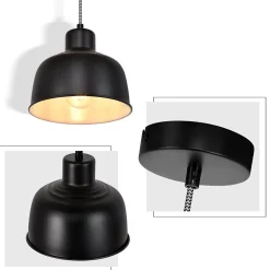 ZMH Suspension Vintage Rétro Noir E27